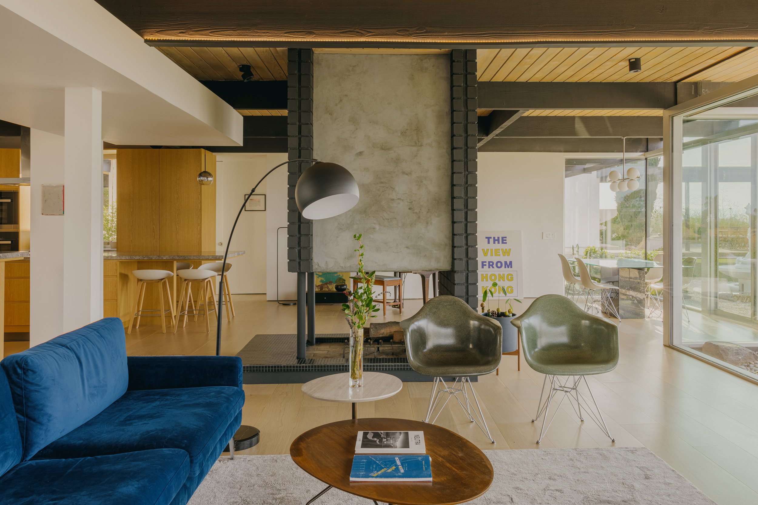 Restored living room with expansive glazing