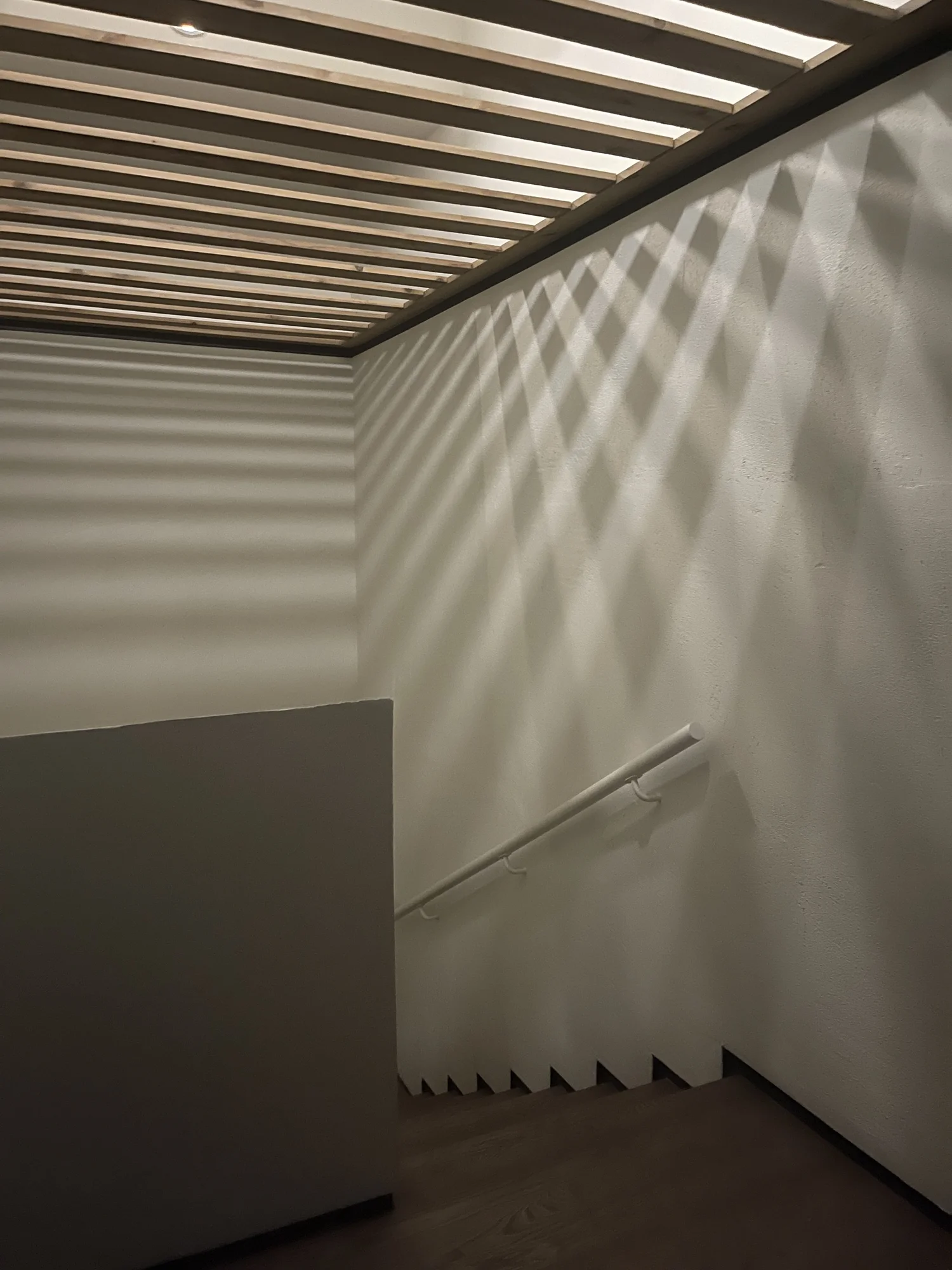 Stair beneath slatted cedar screen