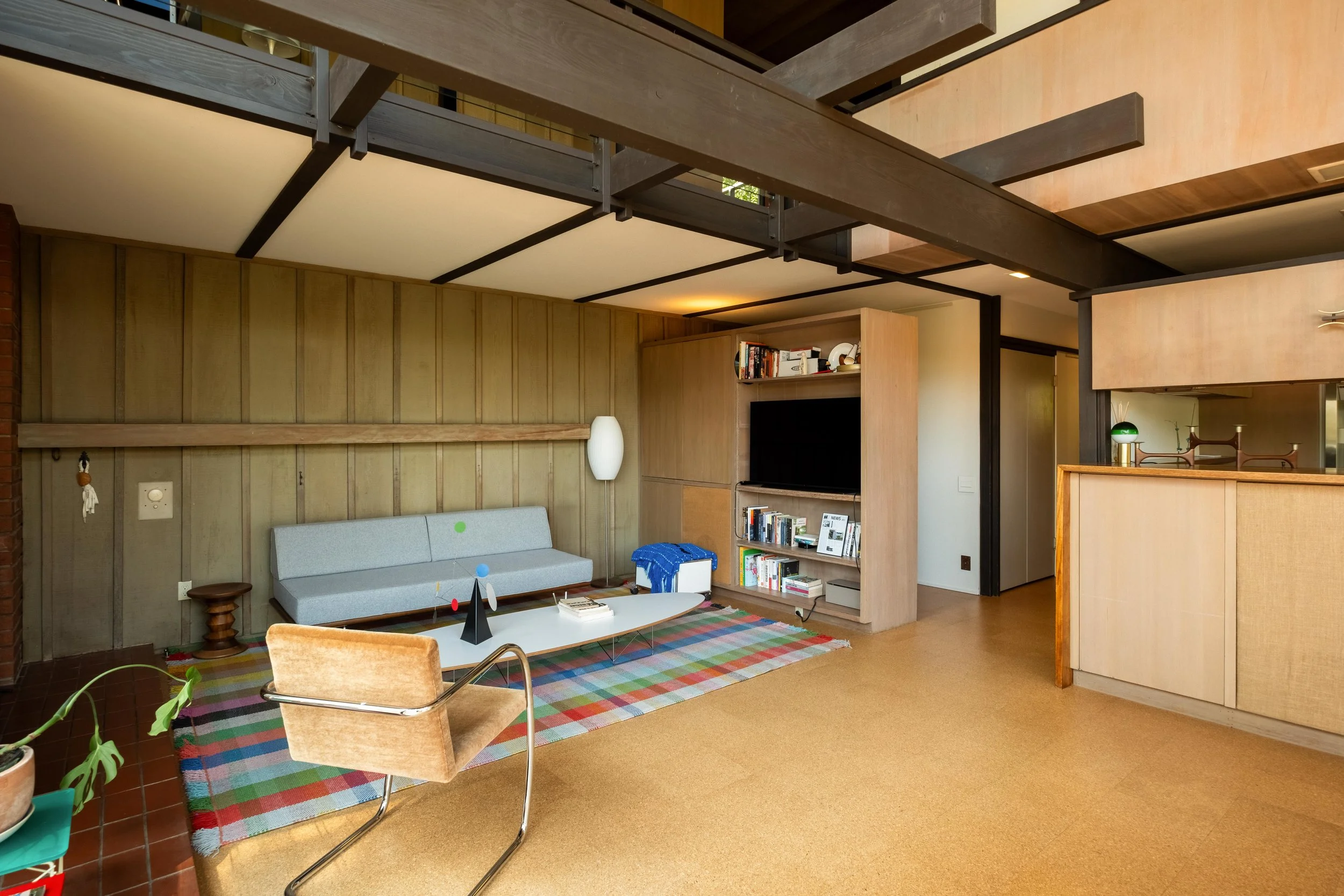 Wide view across the living spaces