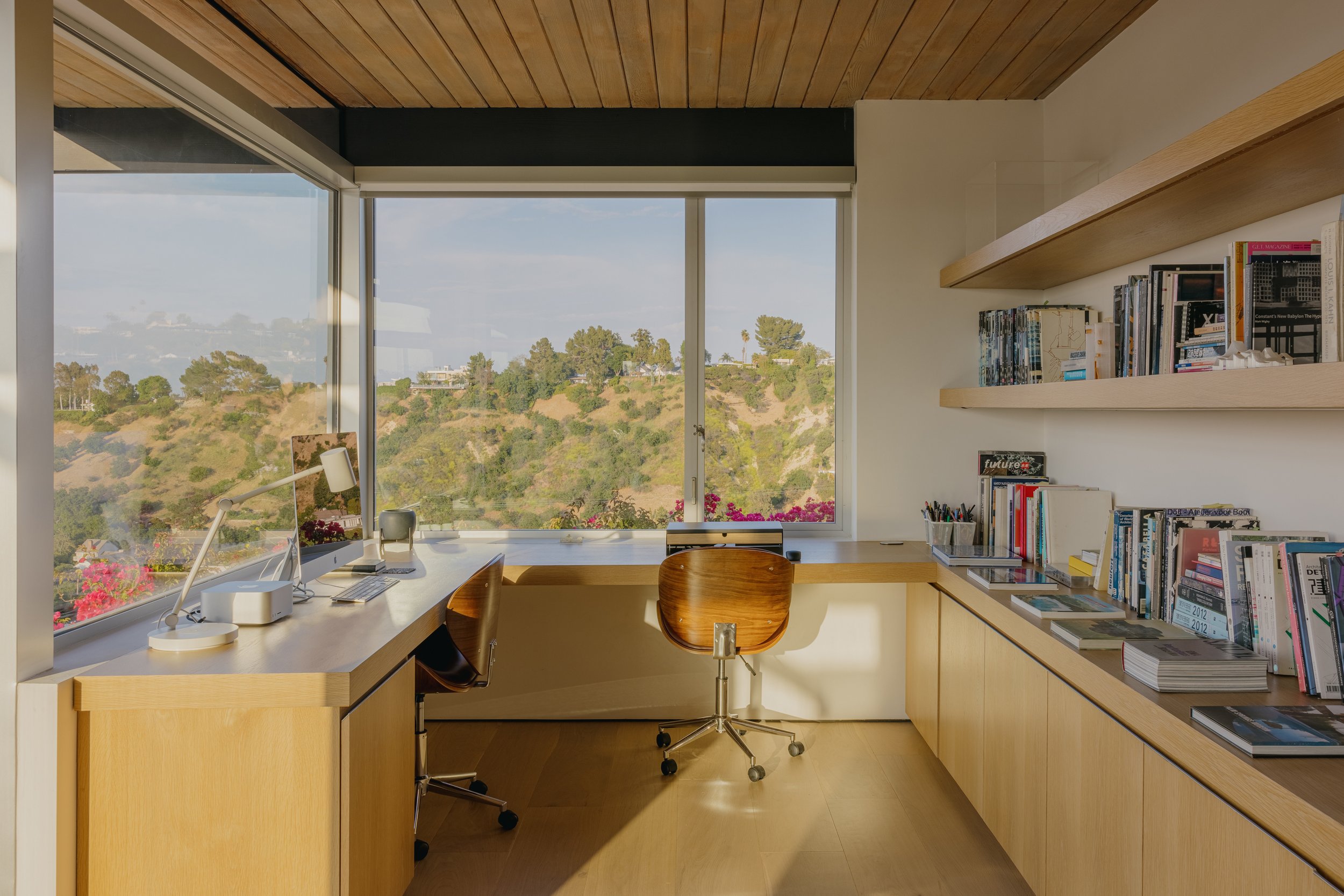 Hillside study with a view across Los Angeles